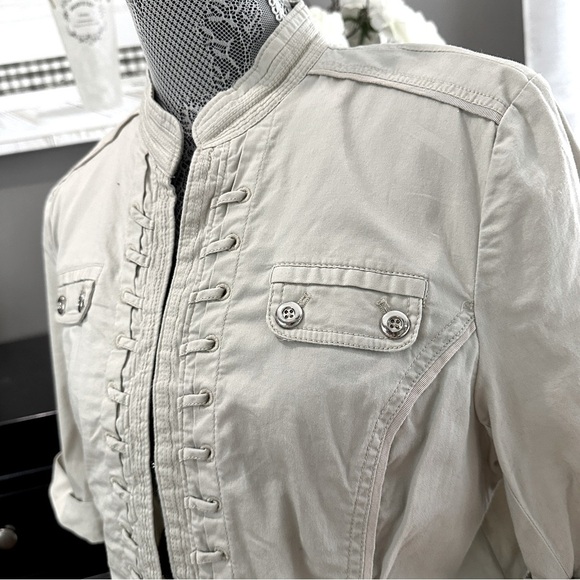 Dressbarn Military Inspired Cotton Utility Jacket Khaki Beige Size XL - Picture 5 of 16